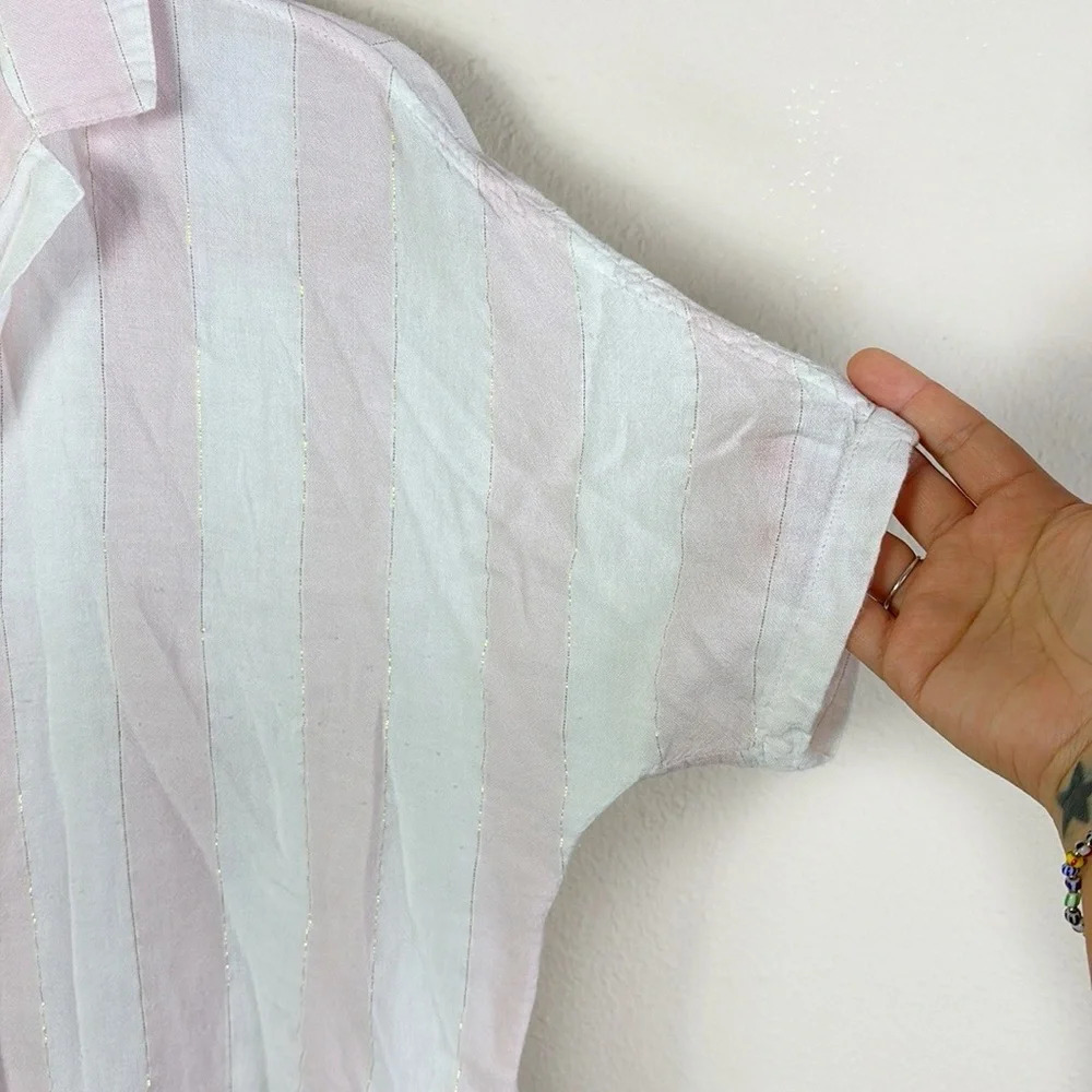 Rails Marley Lotus Stripe Button Down Cropped Shi… - image 5